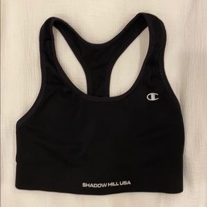 Shadow Hill Black Racerback Sports Bra with Logo Detail